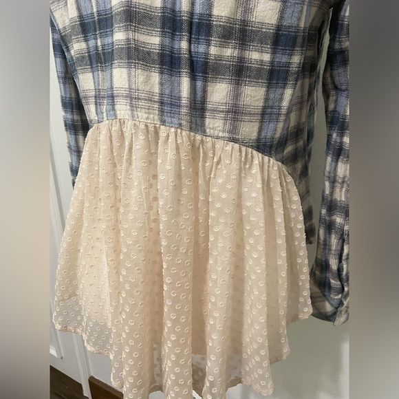 Anthropologie Holding Horses women's S mixed media flannel with ruffle back EUC - Picture 6 of 9